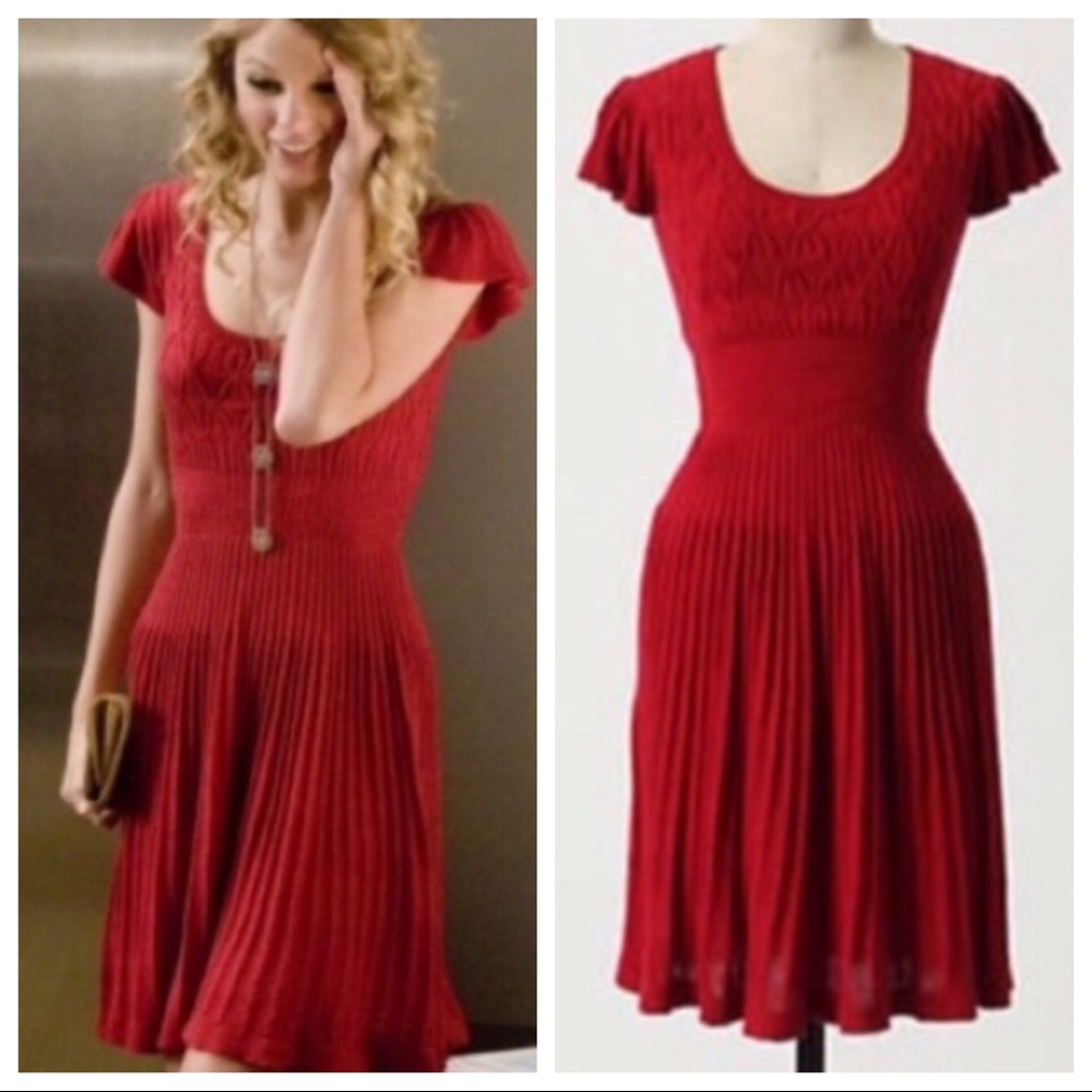 Red scoop neck sweater dress — beautiful!